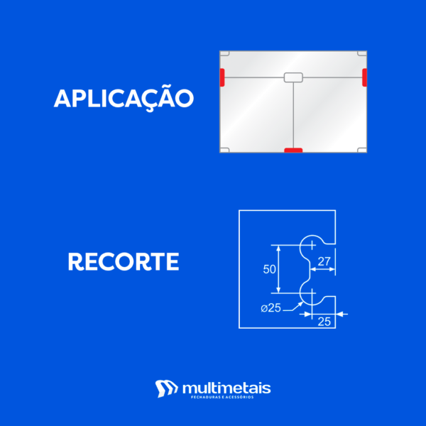 MP 1306 Suporte com miolo para união de 2 vidros - Image 2